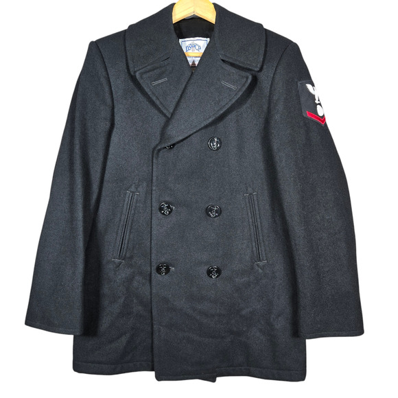 US Navy Peacoat Mens 38L Black DSCP Quarterdeck Collection Patch Sterlingwear - Picture 1 of 12